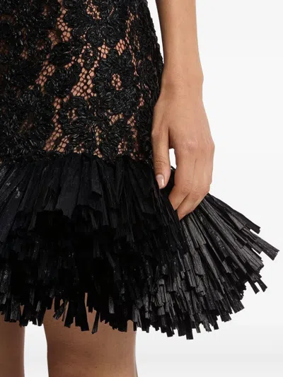 Michael Kors Floral-embroidered Mini Dress In Black