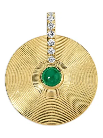 Jade Ruzzo 18k Yellow Gold Diamond And Emerald Pendant In Gold