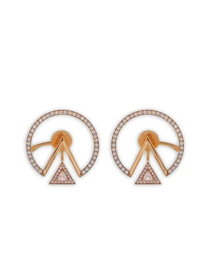 Alessa Jewelry 18k Rose Gold Duality Diamond Earrings In Gold