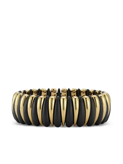 Roberto Demeglio 18k Yellow Gold Alternating Ceramic Bracelet In Black