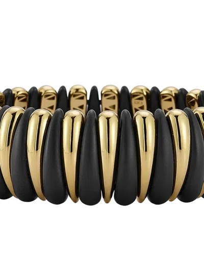 Roberto Demeglio 18k Yellow Gold Alternating Ceramic Bracelet In Black