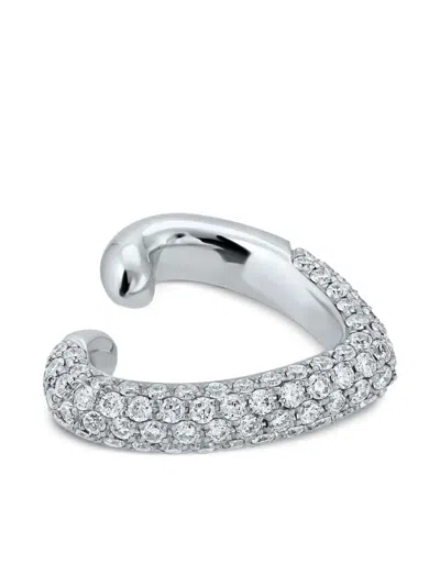 Anita Ko 14k White Gold Heart Diamond Ear Cuff In Metallic
