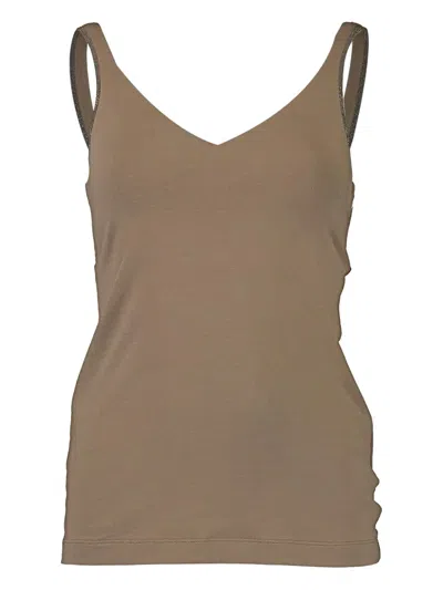 Brunello Cucinelli V-neck Tank Top In Green