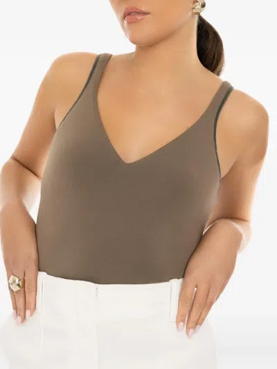 Brunello Cucinelli V-neck Tank Top In Green