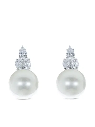 Fantasia By Deserio Pearl Cubic Zirconia Earrings In Metallic