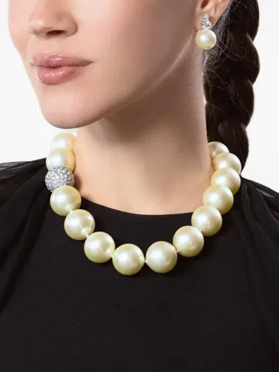 Fantasia By Deserio Pearl Cubic Zirconia Earrings In Metallic