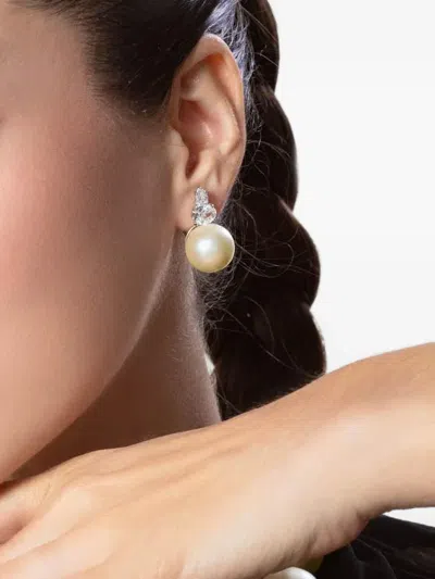 Fantasia By Deserio Pearl Cubic Zirconia Earrings In Metallic