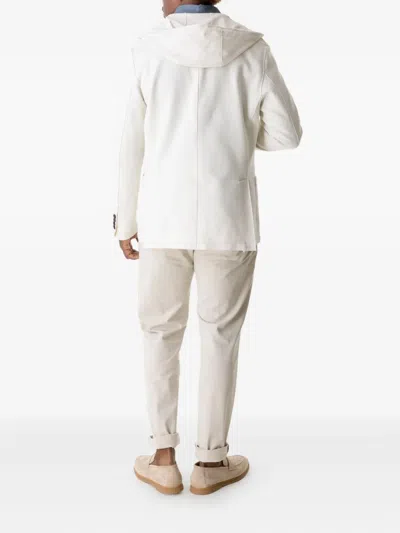 Eleventy Drawstring-hooded Single-breasted Jacket In Neutral