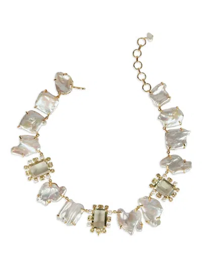 Bounkit Jewelry Jana Baroque-pearl Chain Necklace In Gold