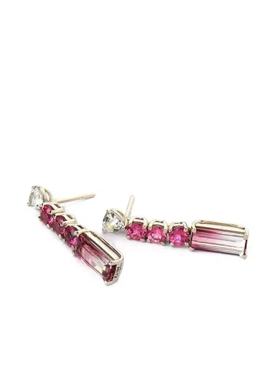Fiszman Jewel 18k White Gold Bicolor Rubellite Drop Earrings In Pink