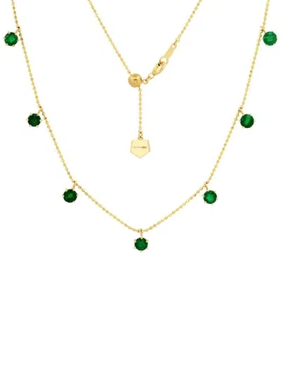 Graziela 18k Yellow Gold Floating Emerald Necklace In Gold