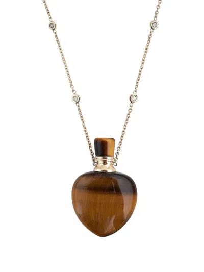 Jacquie Aiche 18k Yellow Gold Tigers Eye Potion Bottle Necklace In Brown