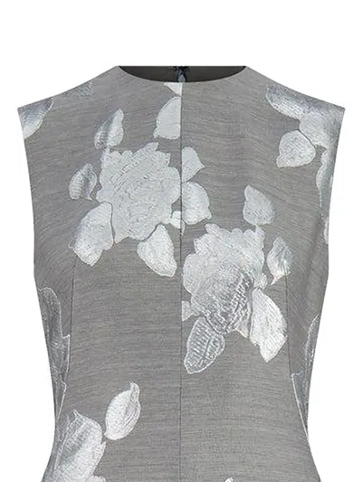 Lela Rose Coupe Floral-print Midi Dress In Blue