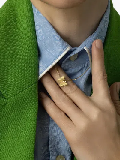 Tanya Farah 18k Yellow Gold Small Butterfly Diamond Necklace In Gold