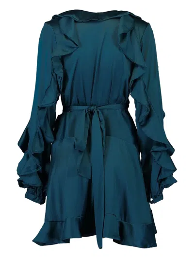 Patbo Ruffle-sleeve Wrap Mini Dress In Green