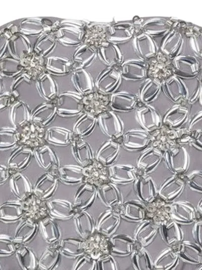 Simkhai Vandelia Strapless Metallic Floral Mini Dress In Gray