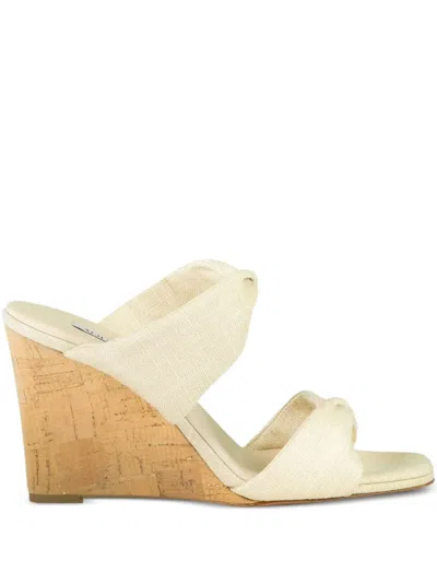 Aquazzura 85mm Twist Wedge Sandals In Neutral