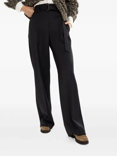 Brunello Cucinelli Belted Trousers In Black