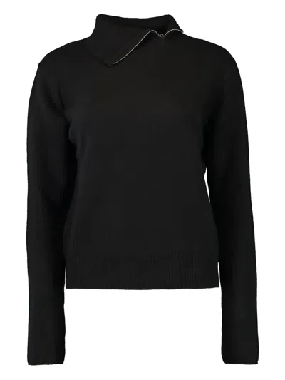 Brandon Maxwell The Addison Side Zip Turtleneck Sweater In Black