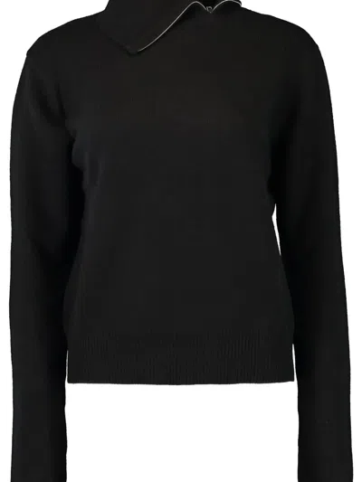 Brandon Maxwell The Addison Side Zip Turtleneck Sweater In Black