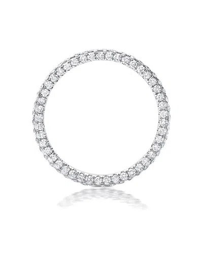 Graziela 18k White Gold 3-sided Diamond Band Rind In Silver