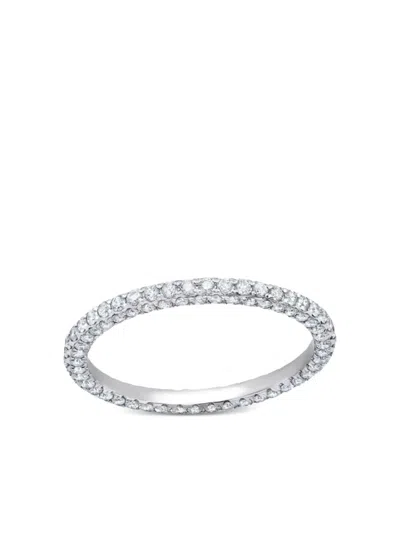 Graziela 18k White Gold 3-sided Diamond Band Rind In Silver