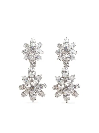 Fantasia By Deserio Cluster Flower Earrings In Silver