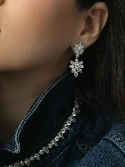 Fantasia By Deserio Cluster Flower Earrings In Silver