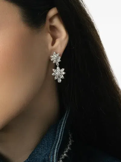 Fantasia By Deserio Cluster Flower Earrings In Silver