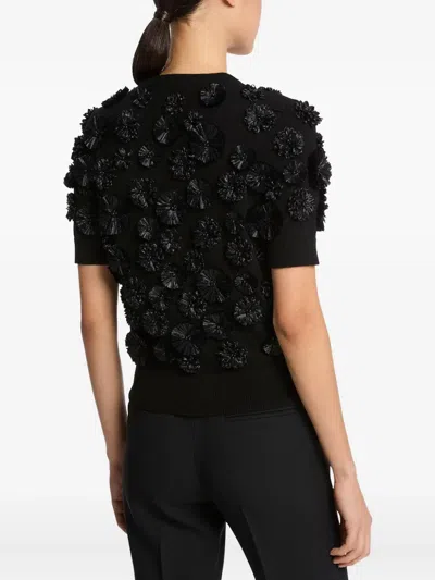 Michael Kors Floral-embroidered Shell Top In Black