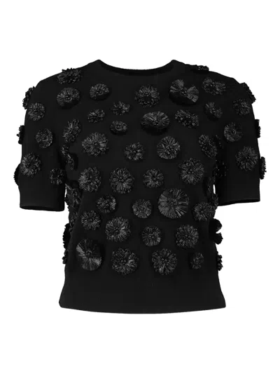 Michael Kors Floral-embroidered Shell Top In Black