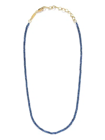 Azlee 18kt Yellow Gold Beaded Sapphire Necklace In Blue