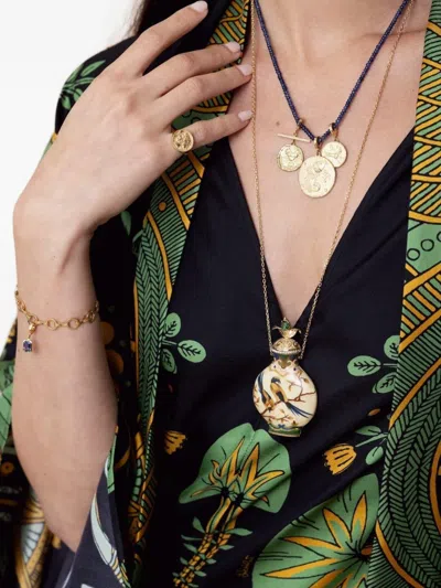 Azlee 18kt Yellow Gold Beaded Sapphire Necklace In Blue