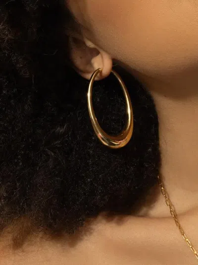 Lisa Nik 18k Yellow Gold Elongated Oval Hoop Earrings In Gold