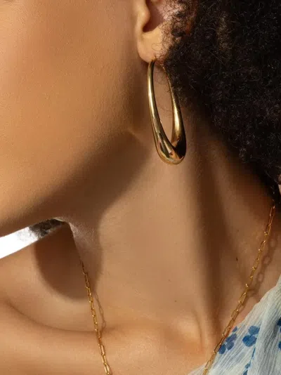 Lisa Nik 18k Yellow Gold Elongated Oval Hoop Earrings In Gold