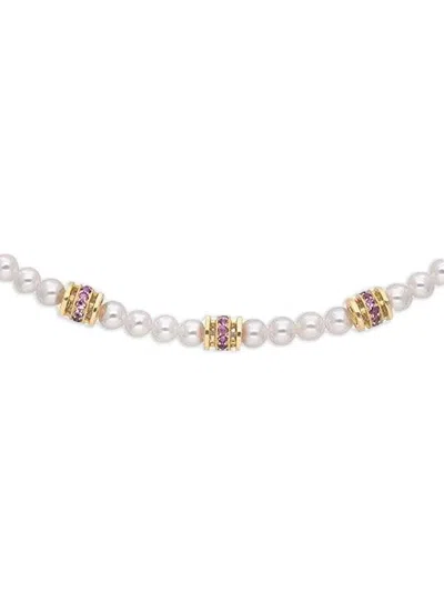 Moksh 18k Gold Kyoto Sapphire Pearl Necklace In Metallic