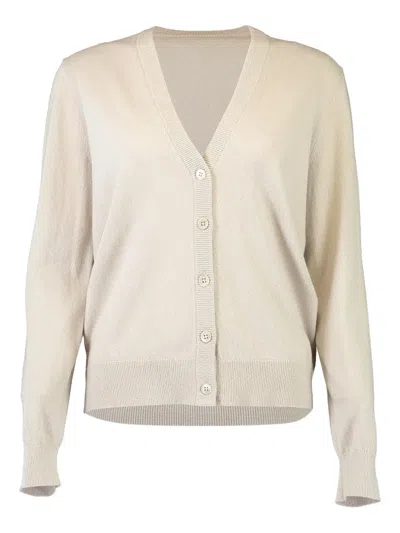 Michael Kors V-neck Buttoned Cardigan In Neutral