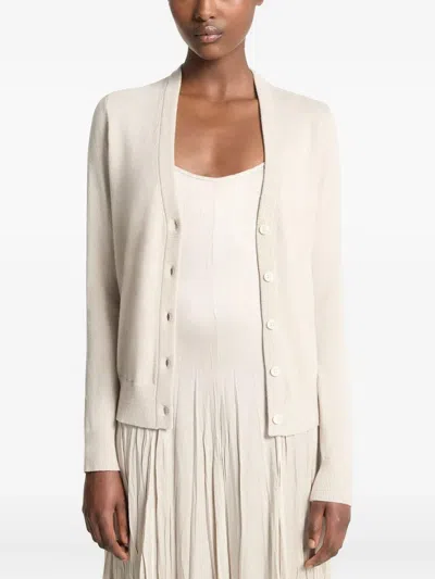 Michael Kors V-neck Buttoned Cardigan In Neutral