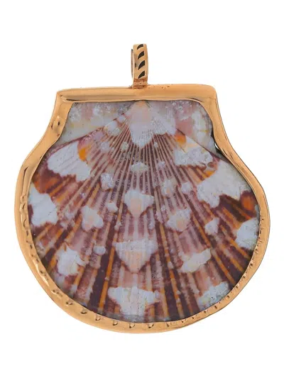 Dezso 18k Rose Gold Big Onyx Scallop Charm In Multi