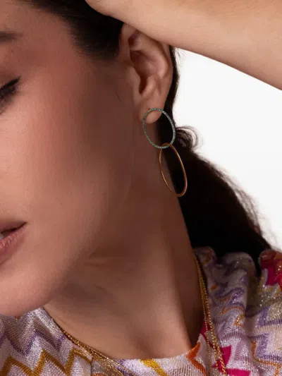 黄金绿松石 DOUBLE CIRCLE 耳环