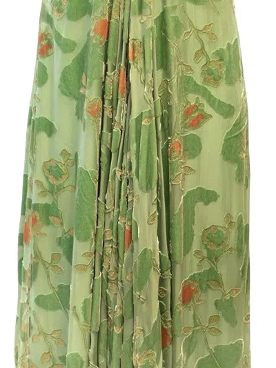 Cult Gaia Renay Floral-print Gathered Dress In Green