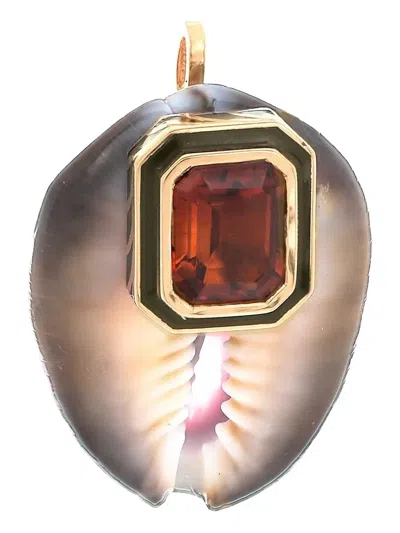 Dezso 18k Rose Gold Citrine Cowry Pendant In Gold