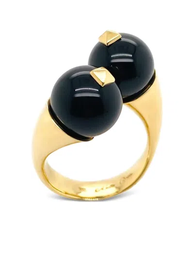 Brooks Brothers 18k Yellow Gold Gemini Onyx Ring In Gold