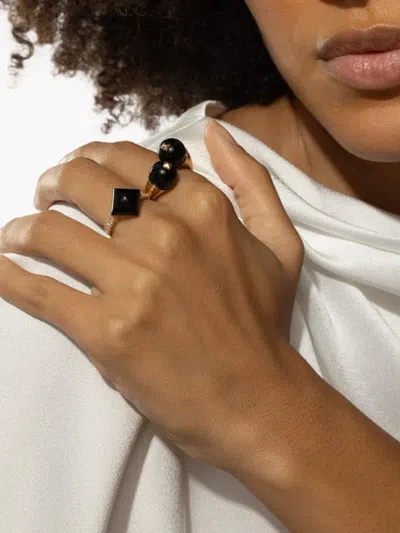 Brooks Brothers 18k Yellow Gold Gemini Onyx Ring In Gold