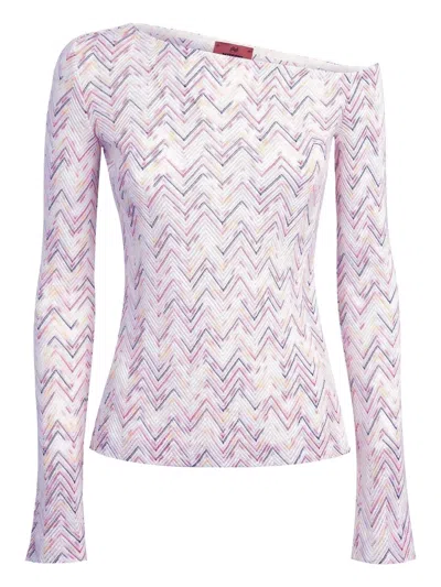 Missoni Chevron-pattern Off-shoulder Sweater In Multi