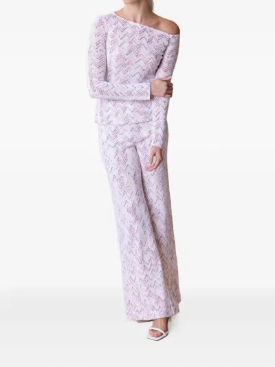 Missoni Chevron-pattern Off-shoulder Sweater In Multi