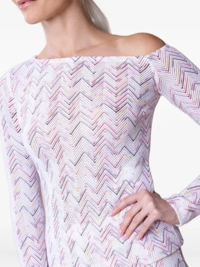 Missoni Chevron-pattern Off-shoulder Sweater In Multi