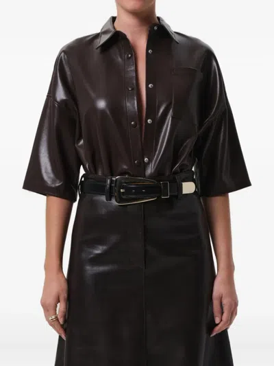 Citizen Of Humanity Frances Cropped Caped Button Up Chocolate In Brown