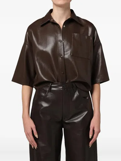 Citizen Of Humanity Frances Cropped Caped Button Up Chocolate In Brown