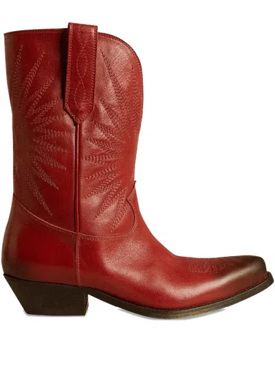 Golden Goose Wish Star Boots In Burgundy